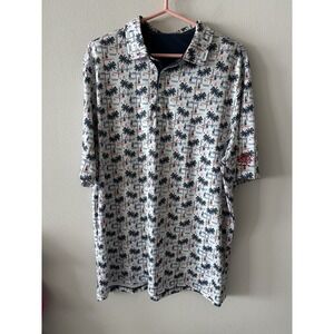 PGA Golf Club Polo Graphic AOP Boats Palm Trees Performance Size XL  Tropical